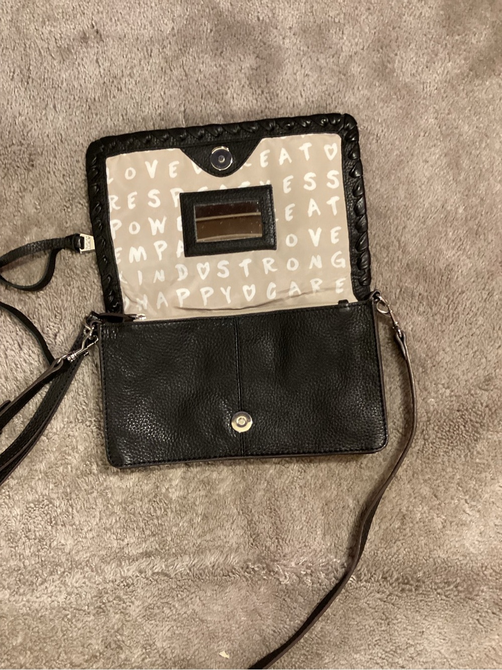 Aimee Kestenberg Black Pebbled Leather Crossbody with Braided Trim - Picture 5 of 6